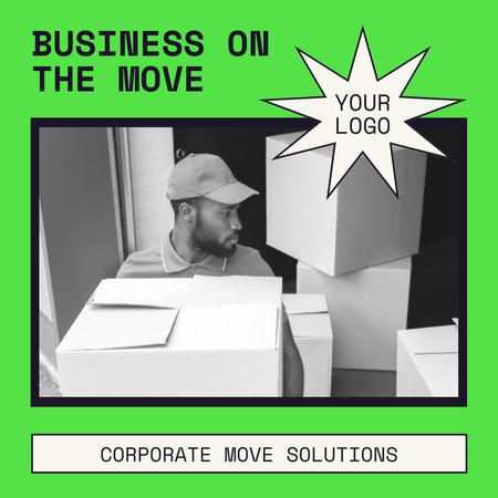 Services of Corporate Moving Solutions with Deliver Instagram Design Template