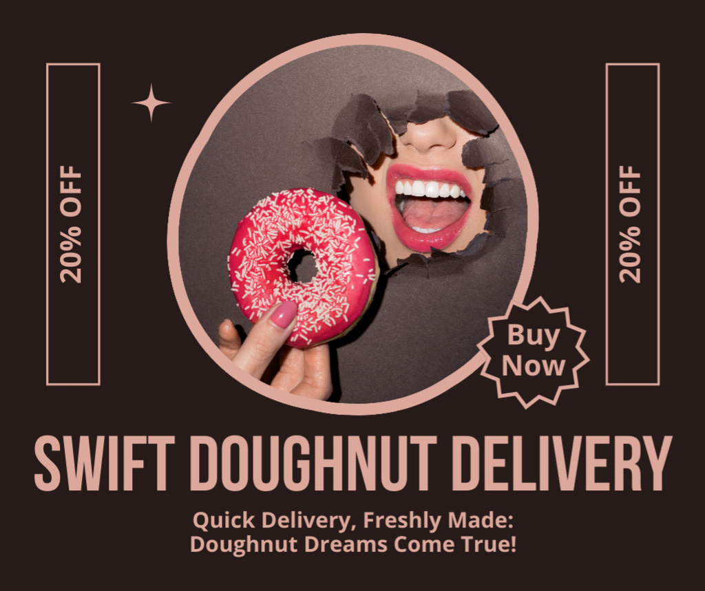 Designvorlage Doughnut Delivery Services with Creative Picture für Facebook