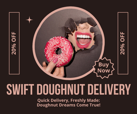 Serviços de entrega de donuts com imagem criativa Facebook Modelo de Design