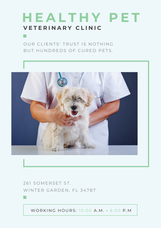 Veterinary clinic Ad with Cute Dog Poster Modelo de Design