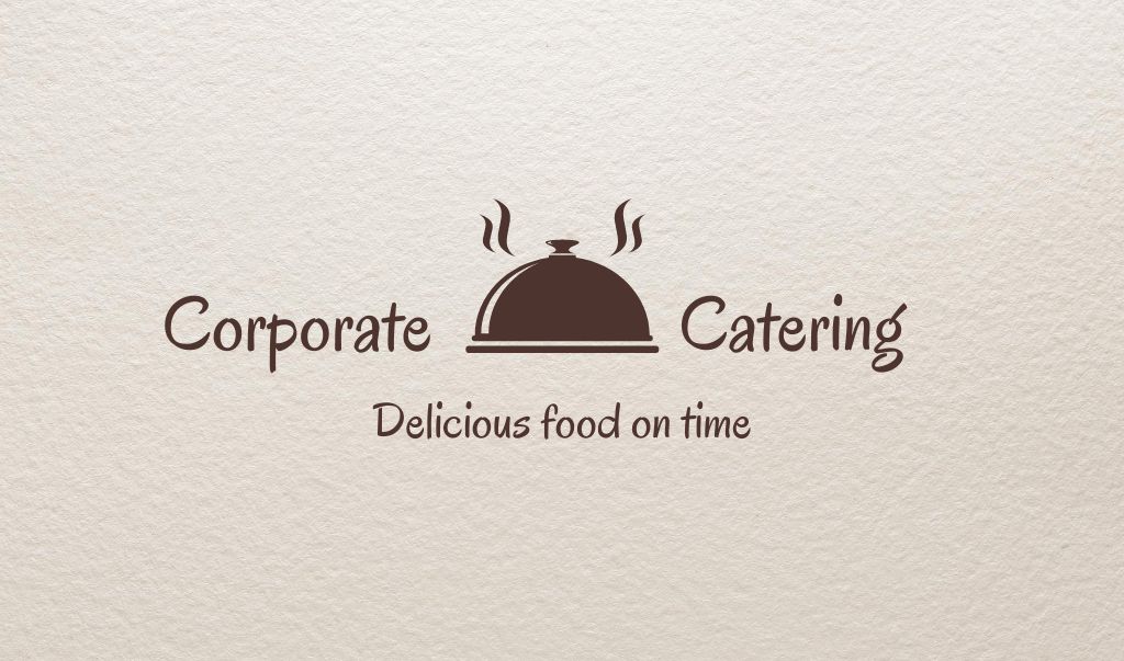 Corporate Catering Services Offer with Dish Illustration Business card Tasarım Şablonu