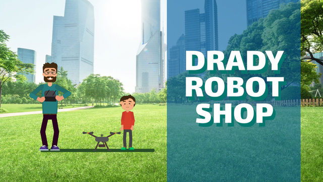 Gadgets Shop Father and Child Launching Drone Full HD video Design Template