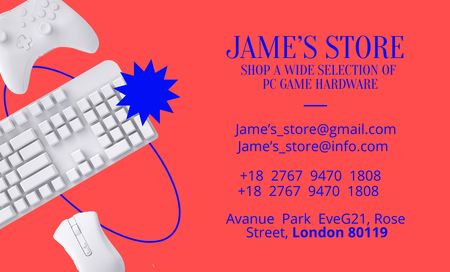 Video Game Gadget Store Contact Details Business Card 91x55mm Design Template