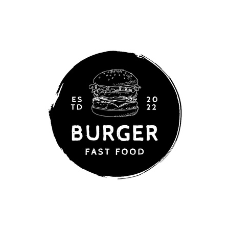 Template di design Fast Food Offer with Burger Logo 1080x1080px