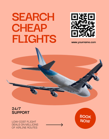 Cheap Flights Ad Poster 22x28in Design Template