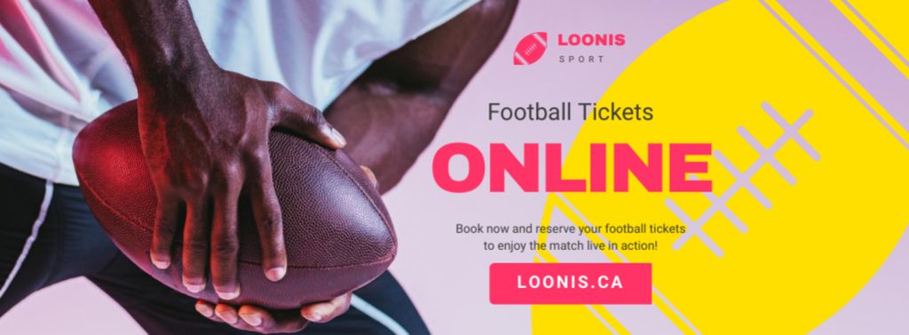 Match Tickets Ad with Rugby Player with Ball Facebook cover tervezősablon