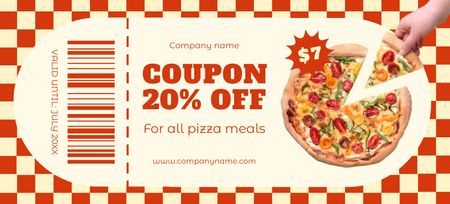 Pizza Treat Discount Voucher Coupon 3.75x8.25in Design Template