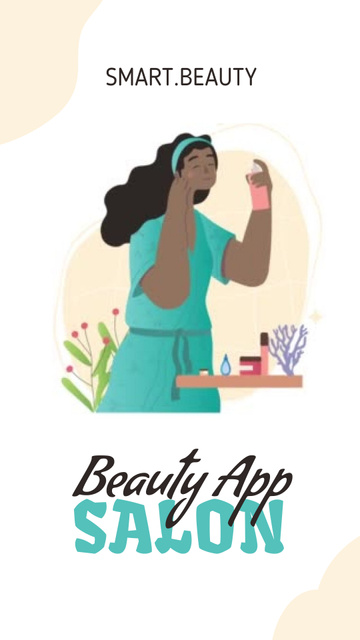 Beauty Salon Application Ad With illustration Instagram Video Story Šablona návrhu