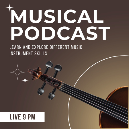 Анонс музичного ток-шоу з інструментами Podcast Cover – шаблон для дизайну
