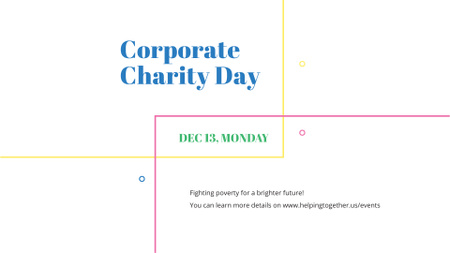 Corporate Charity Day on simple lines FB event cover Design Template
