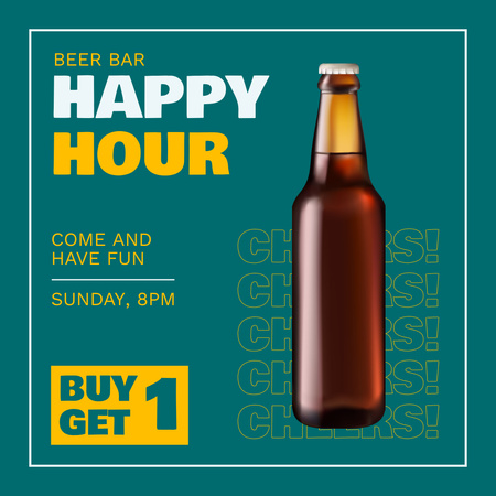 Plantilla de diseño de Happy Hour con cerveza fría embotellada Instagram 