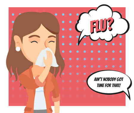 Woman suffering from flu Facebook Design Template