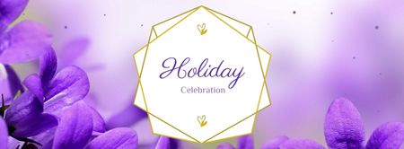 Holiday Celebration Announcement with Violets Flowers Facebook cover Design Template
