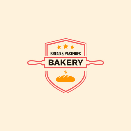 Plantilla de diseño de Bakery Ad with Bread and Rolling Pin Logo 1080x1080px 