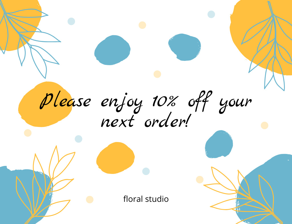 Floral Studio Discount Offer Thank You Card 5.5x4in Horizontal Tasarım Şablonu