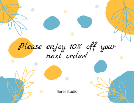 Floral Studio Discount Offer Thank You Card 5.5x4in Horizontal Design Template