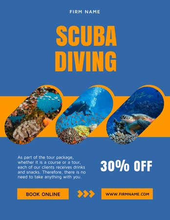 Scuba Diving Ad Poster 8.5x11in Design Template