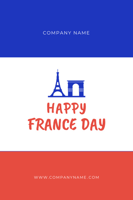 French National Day Celebration Offer Postcard 4x6in Vertical Design Template