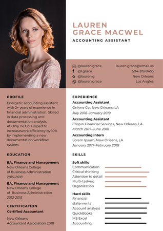 Accounting Assistant Skills Resume Design Template