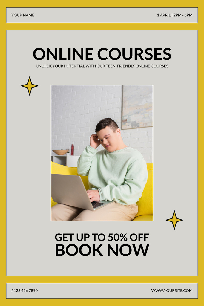 Designvorlage Online Courses For Teens With Discount für Pinterest