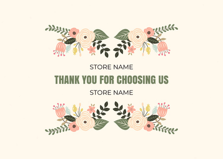 Thank You For Choosing Us Message with Flower Composition Card Design Template