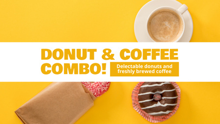 Designvorlage Donut und Kaffee Kombi-Sonderangebot in Gelb für Youtube