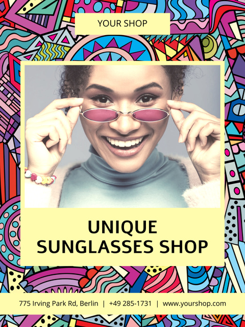 Unique Sunglasses Shop Ad Poster 36x48in Design Template
