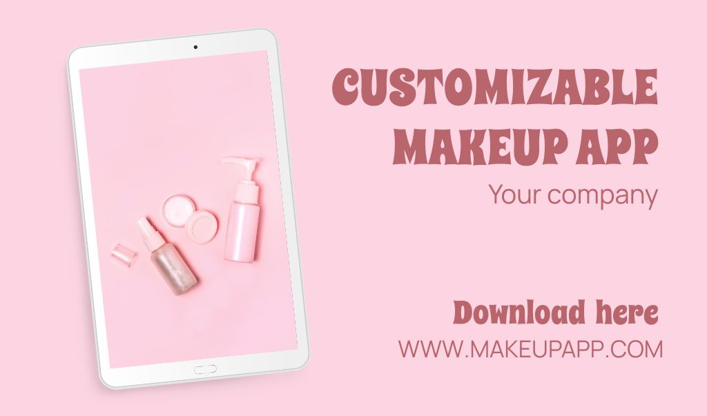 Ontwerpsjabloon van Business card van Mobile App Promo for Makeup
