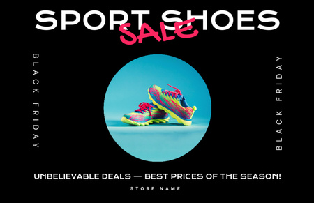 Customizable Sport Shoes Offer With Discount on Black Friday Flyer 5.5x8.5in Horizontal tervezősablon
