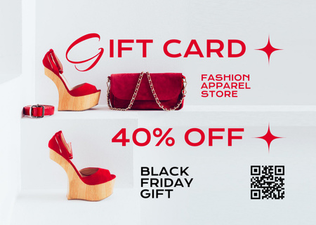 Fashion Sale of Red Shoes and Accessories on Black Friday Postcard 5x7in – шаблон для дизайну