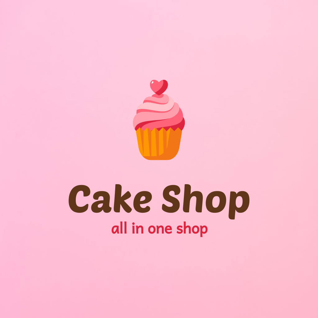 Bakery Shop Ad with a Yummy Cupcake In Pink Logo Design Template