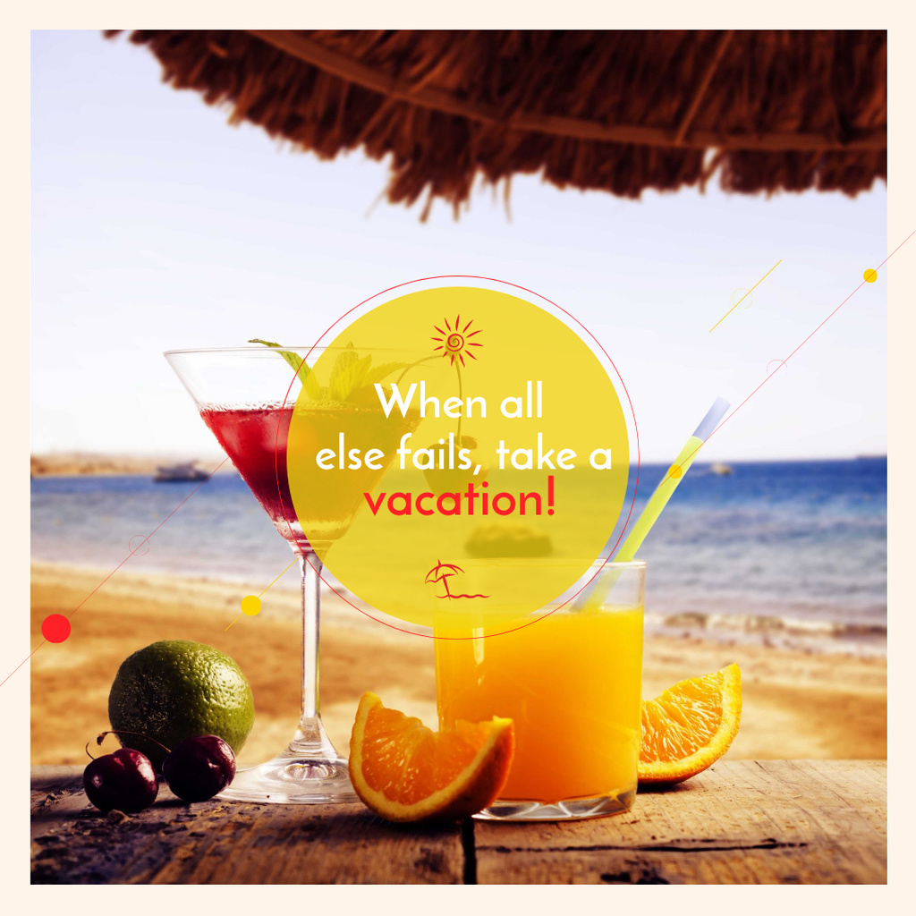 Ontwerpsjabloon van Instagram AD van Vacation Offer Cocktail at the Beach