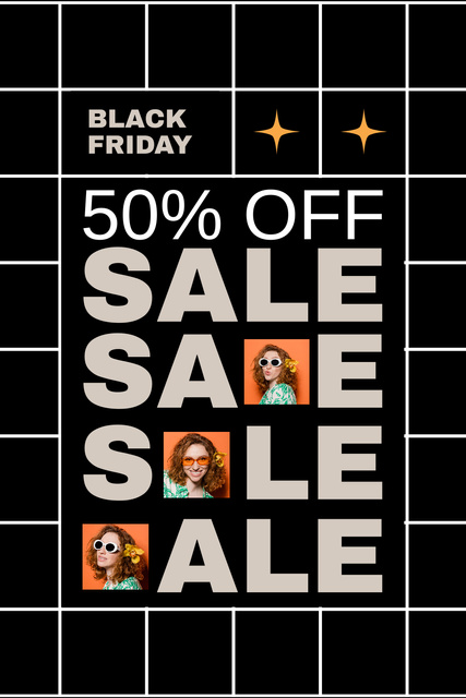 Plantilla de diseño de Black Friday Sale of All Items Announcement Pinterest 