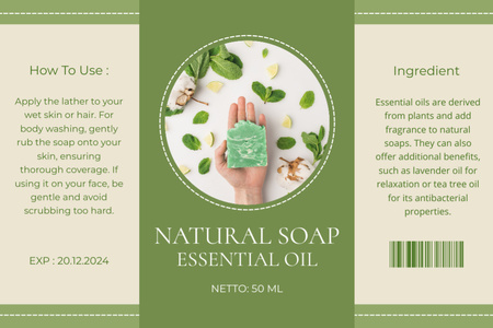 Natural Soap With Essential Oil Offer Label Design Template