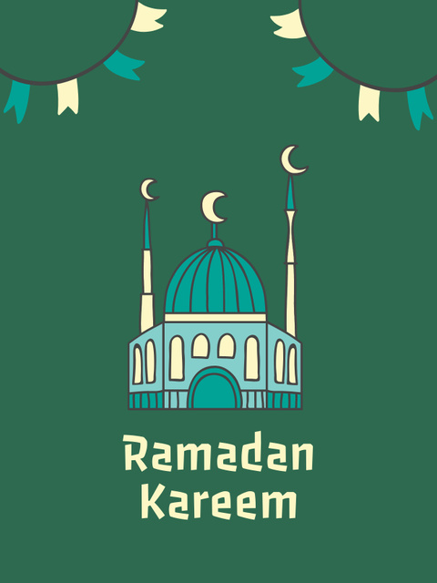 Ramadan Holiday Greeting with Illustration of Mosque Poster US Modelo de Design
