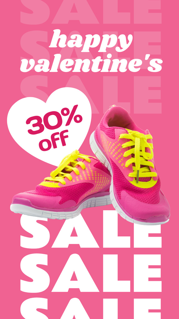 Valentine's Day Holiday Sale with Pink Sneakers Instagram Story Πρότυπο σχεδίασης
