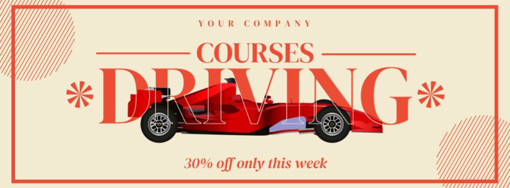 Sport Car Driving Trainings With Discounts Offer Facebook cover Design Template