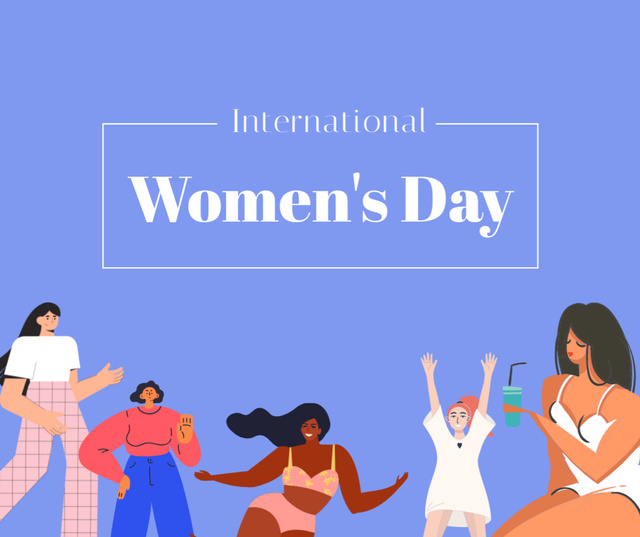 Women celebrating International Women's Day Holiday Facebookデザインテンプレート