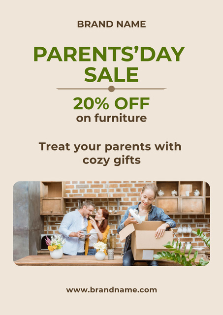 Discount on All Cozy Furniture on Parents' Day Poster Tasarım Şablonu