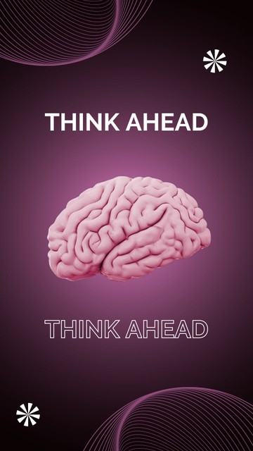 Designvorlage Motivational Quote About Thinking Ahead With Brain für Instagram Video Story