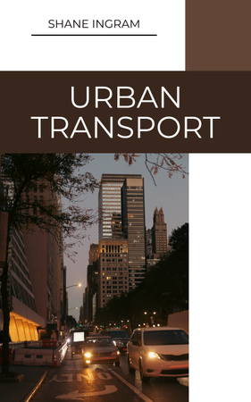 Szablon projektu Opis transportu miejskiego z nocnym pejzażem miejskim Book Cover