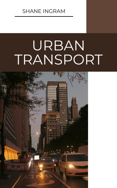 Urban Transport Description With Night Cityscape Book Cover – шаблон для дизайна