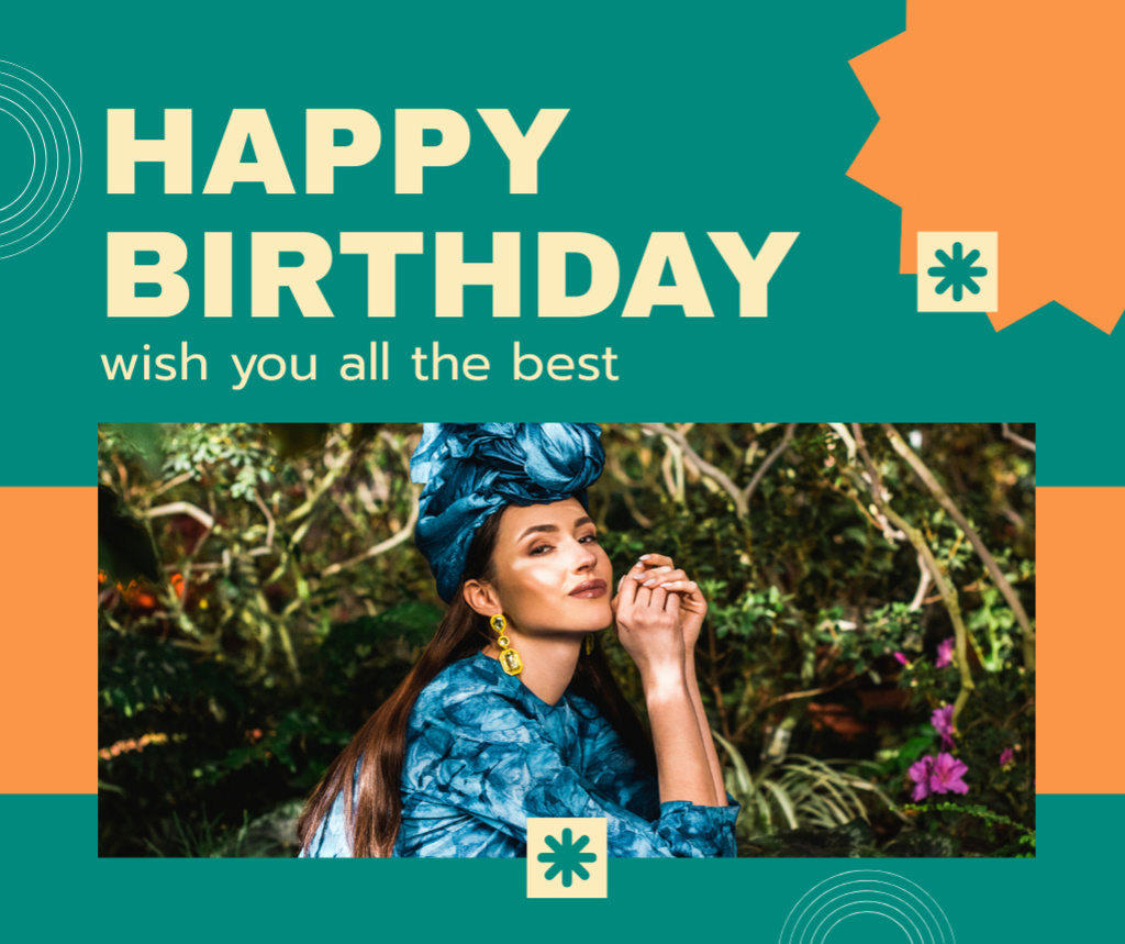 Best Birthday Wishes for Stylish Young Woman Facebook Design Template