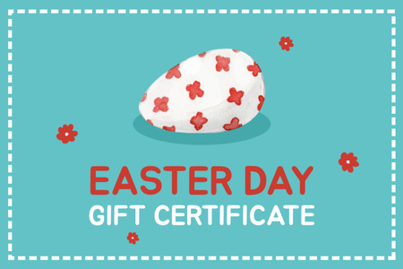 Easter Offer with Easter Egg Decorated with Flowers Gift Certificate Design Template