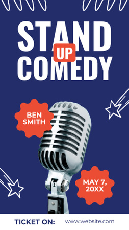 Stand-up Show Announcement with Microphone and Doodles Instagram Story Design Template