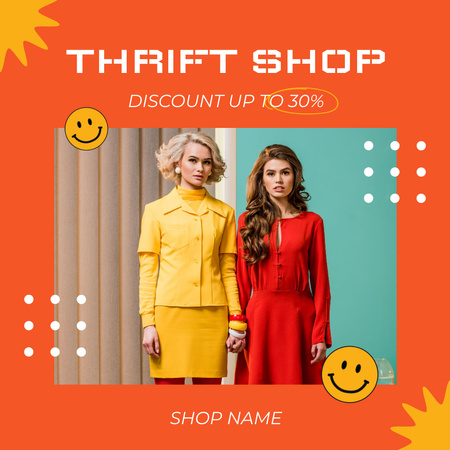 Vintage Clothes for Women Discount Bright Animated Post Design Template