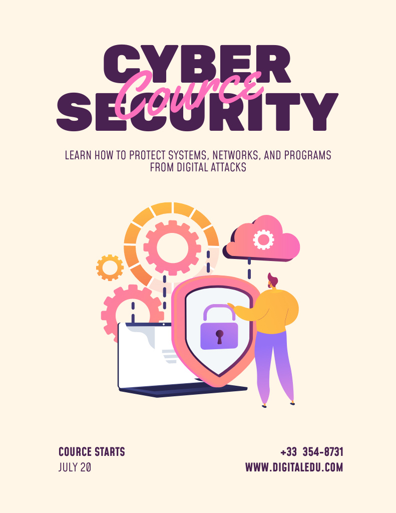 Efficient Security Digital Services Advertisement Poster 8.5x11in Design Template