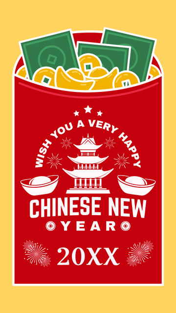 Happy Chinese New Year Salutations With Presents Instagram Story Modelo de Design