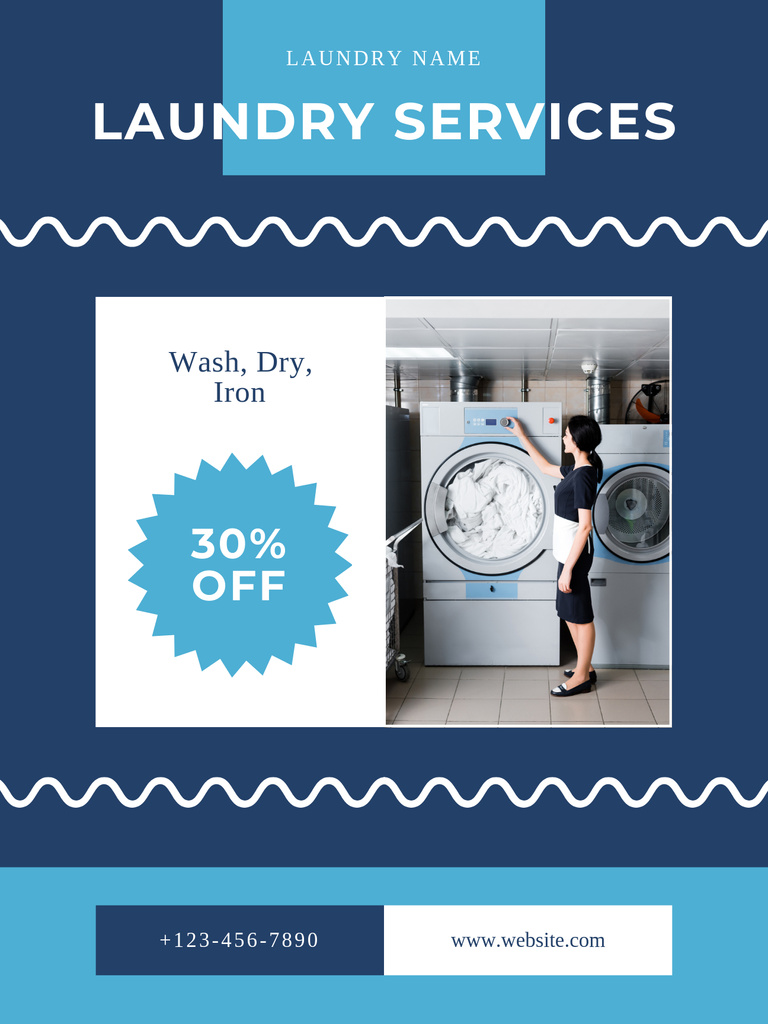Discount Offer for Modern Laundry Services Poster US – шаблон для дизайна