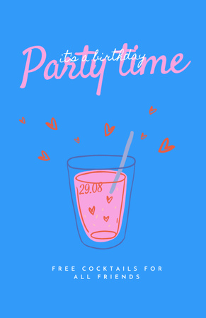 Memorable Party Announcement With Cocktail Illustration Invitation 5.5x8.5in tervezősablon